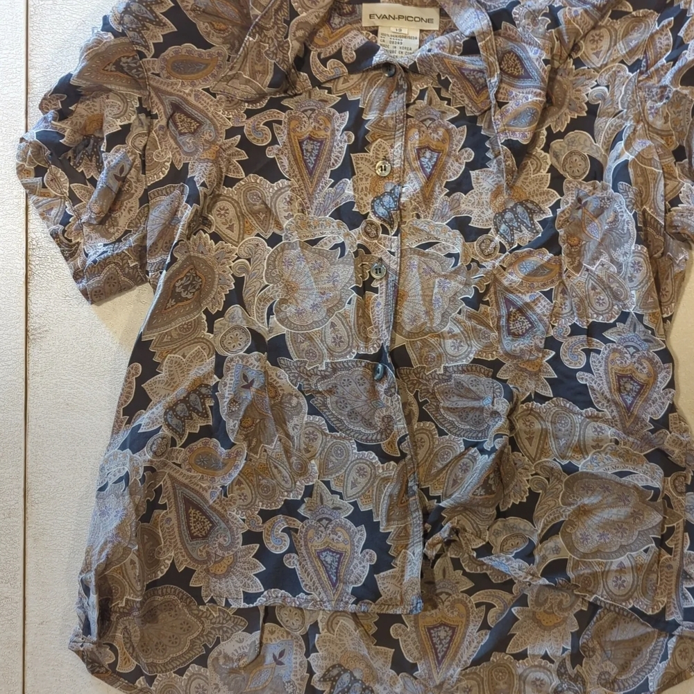 Evan Picone Women's Paisley Blouse - Brown and Tan